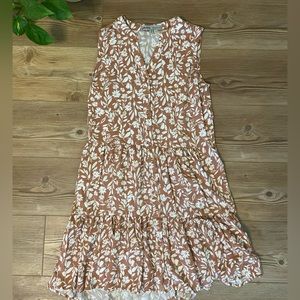 Terracotta + cream floral sleeveless dress